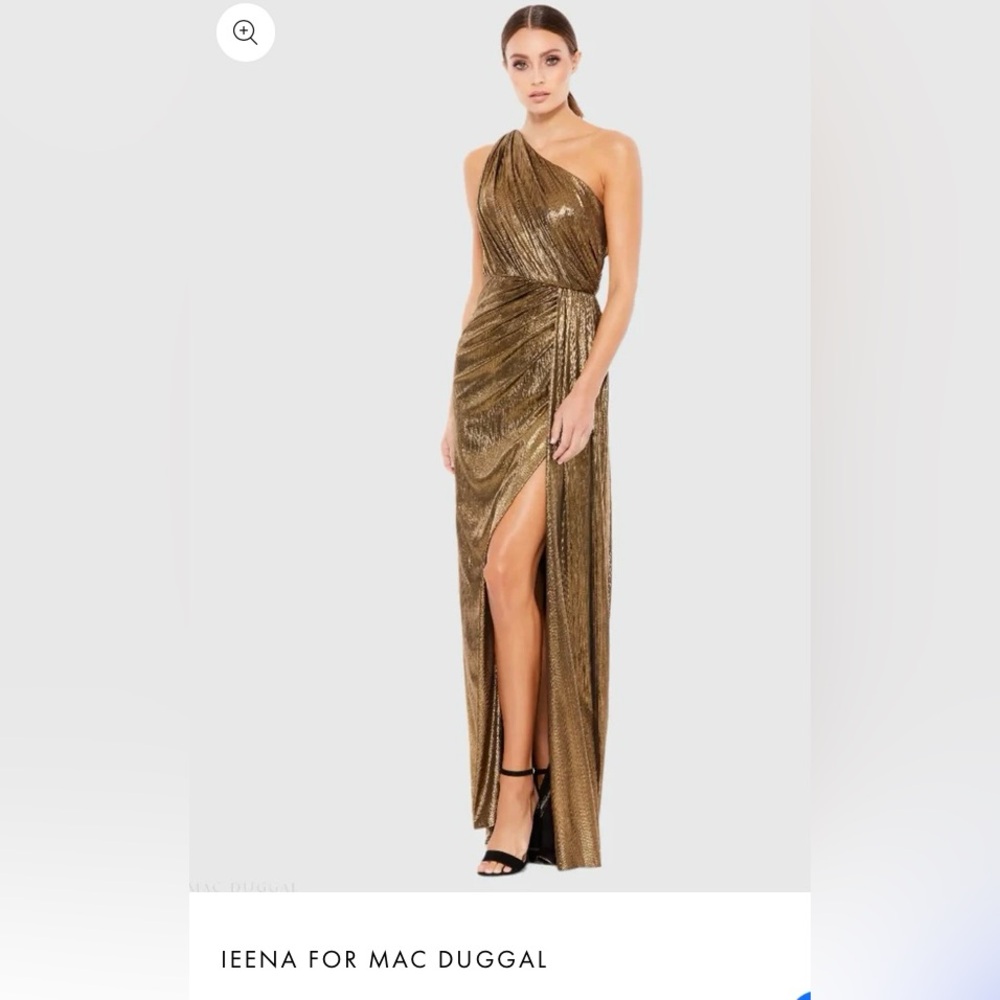 Mac Duggal Gold One Shoulder Dress